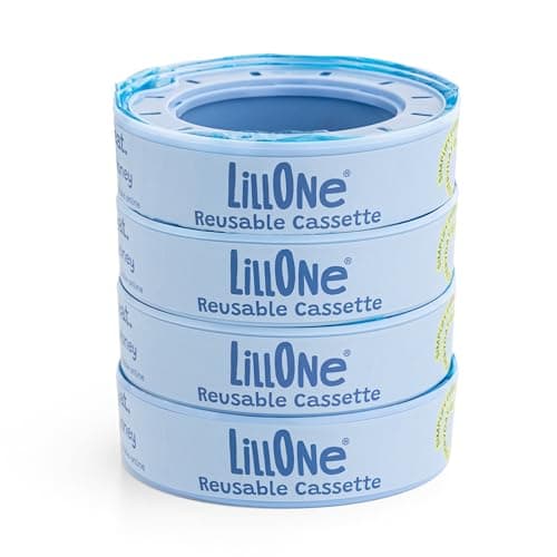 Image of LillOne 4 Refills with Reusable Cassettes for Nappy Bins, compatible with Angelcare - Nappy Disposal Systems