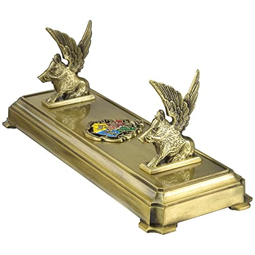 Image of The Noble Collection Harry Potter Hogwarts Wand Stand - 8in (20cm) Gold-Coloured Individual Wand Stand - Harry Potter Film Set Movie Props Wands Gifts