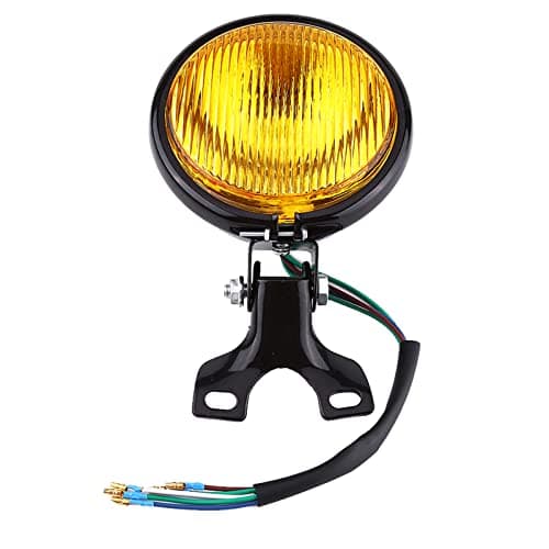 Image of Akozon Universal 5 Inch Round LED Headlight Lamp Bulb Compatible with Choppers, High Intensity Front Headlamp, Easy Installation (Black shell yellow glass cover)