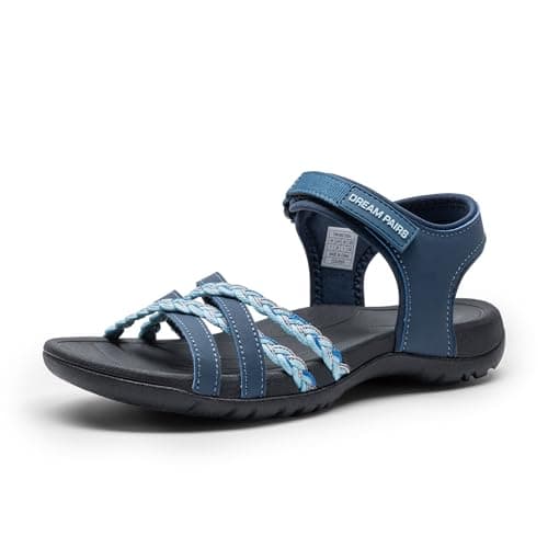 Image of DREAM PAIRS Women's Sandals Light Weight Hiking Sandals for Women Comfortable Athletic Quick-Drying Walking Hiking Water Sandals,Size 9,Dark Blue,DWUMST2504