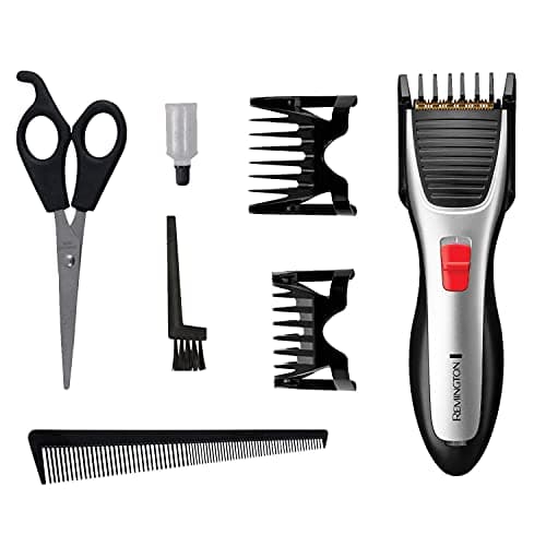 Image of Remington HC340 Titanium Hair Clippers, Cordless Clipper for Men Includes Scissors, Barber Comb and Travel Case,Grey/Black