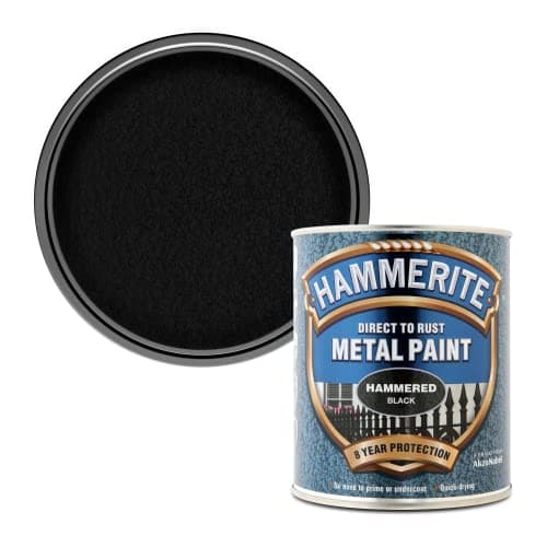 Image of Hammerite Direct to Rust Metal Paint - Hammered Black Finish 750ML