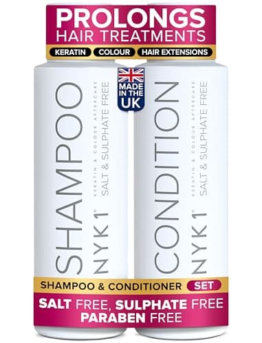 Image of NYK1 Sulphate Free Hair Shampoo And Conditioner Set (500ml x2) Sulfate Free Shampoo And Conditioner Sets for Extensions, Colour and Keratin Treatment - Gentle Cleansing and Prevents Breakage