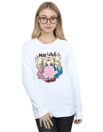 Image of Absolute Cult DC Comics Women's Harley Quinn Mad Love Sweatshirt White XX-Large