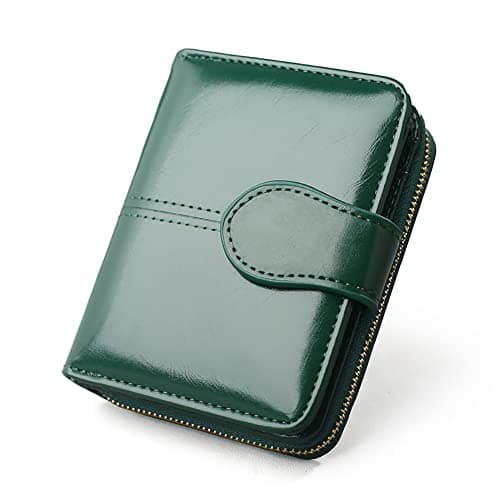 Image of Vllcsla Wallet for Women Small Size Cute, with Photo/ID Window & Zip Coin Pocket, Small Leather Wallet Purses, Ladies Short Purse Zipper Around Clutch, Compact, Bi-fold (Green)