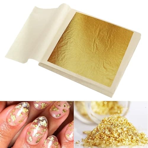 Image of 30 Sheets 24K Edible Gold Leaf for Cakes Decorations, Gold Foil Paper Art Craft Decor for Furniture Gilding, Resin, Painting, Sculptures, Frames and DIY Nail Makeup Cards Face Masks