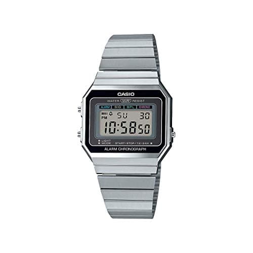 Image of Casio Unisex 36.00mm Quartz Watch with LCD Digital dial and Silver Metal Bracelet Strap A700WE-1AEF