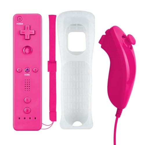 Image of Qumox Remote and Nunchuck Nunchuk Controller set For WII Pink