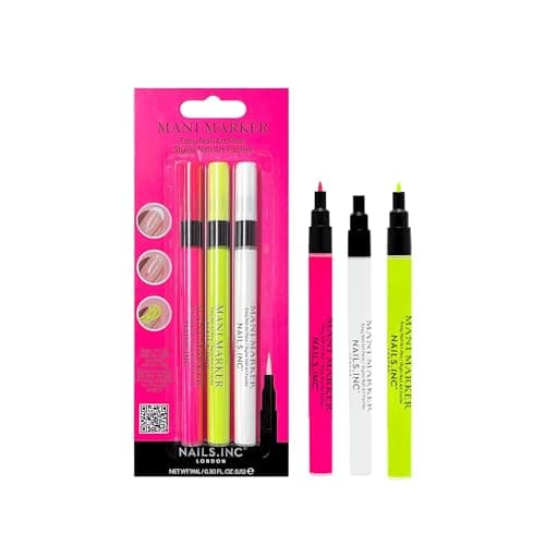 Image of Nails.INC Neon Mani Marker Nail Art Pen Trio, DIY Nail Drawings, Fine Tip, Thin Brush, No Bleed, Manicure Tools, Drawing & Painting, Long Lasting, Vegan, Cruelty Free, Nail Art Pen 3 Piece Set