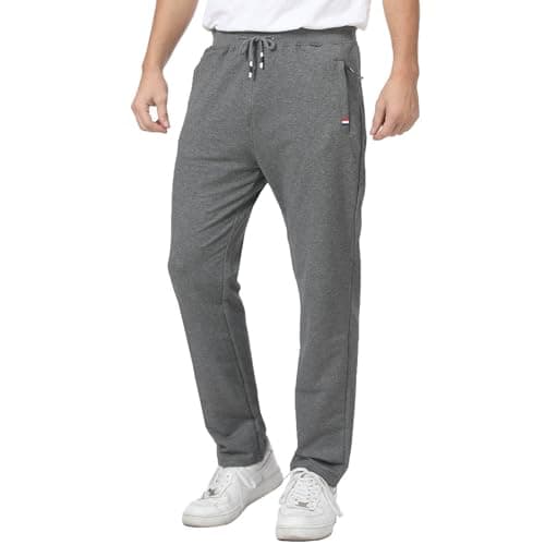 Image of JustSun Tracksuit Bottoms Men Joggers UK Jogging Bottoms with Zip Pockets Track Suit Gym Sports Trousers Grey L