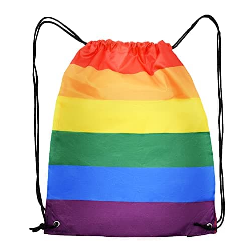 Image of Rainbow Flag Color Drawstring Gym Bag - Gay Pride String Bags Backpack Trainer Swimming PE Bag for Travel Beach School Holidays Sports, Suitable for Kids, Women, Men