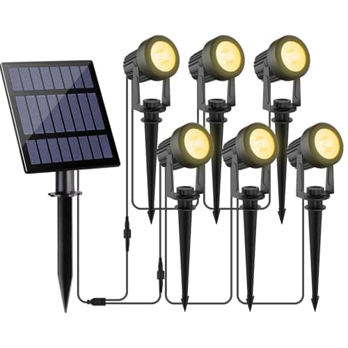 Image of NATPOW Solar Spot Lights Outdoor Garden, Dusk-to-Dawn Warm White Spotlight, Stake Lights Solar Powered, 6-in-1 Spot Light IP65 Waterproof Auto ON/Off Ideal for Garden Walkway Decoration (3000K)
