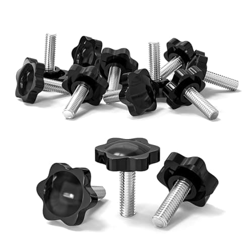 Image of 10 Pcs M8 Screws, M8 x 25mm Thread Star Knobs, Thumb Screws, Plastic Hex Shaped Clamping Knob Handle Hand Tightening Screw Knob for Umbrella Base Replacement