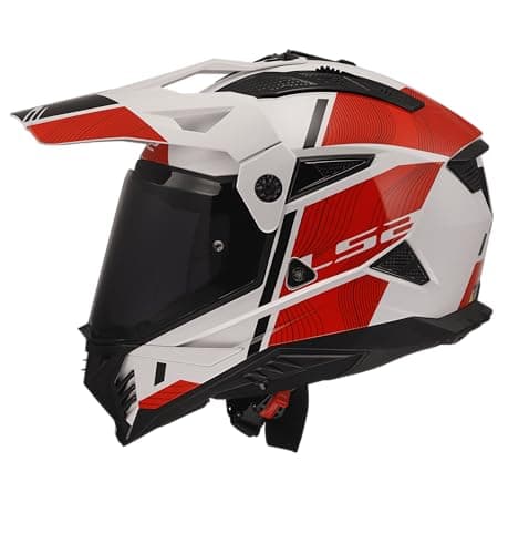 Image of LS2 Pioneer II Adventure Motorcycle Motocross Helmet - HILL WHITE RED - XL