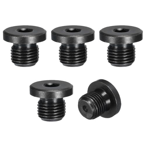 Image of sourcing map 5Pcs G1/4, Outer Hex Head Thread Pipe Plug Fitting, Male Pipe Plug Carbon Steel Pipe Fitting with Sealing Ring for Terminate Oil Drain Plug Fitting Pipe Ends, Black