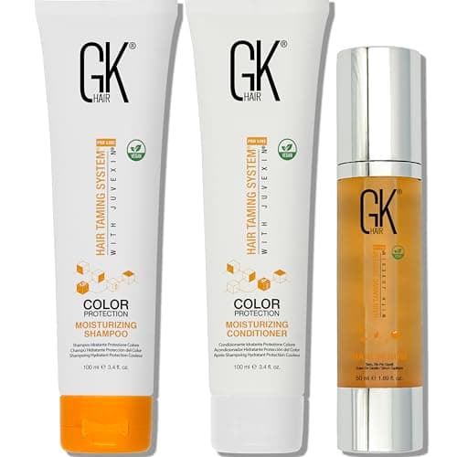 Image of GK HAIR Global Keratin Moisturizing Shampoo and Conditioner Sets (3.4 Fl Oz/100ml) with Anti Frizz Serum Argan Oil (1.69 Fl Oz/50ml) for Dry Damaged Repair All Hair Types Sulfate Paraben Free