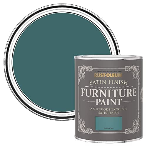 Image of Rust-Oleum Green Furniture & Skirting Board Paint in Satin Finish - Peacock Suit 750ml