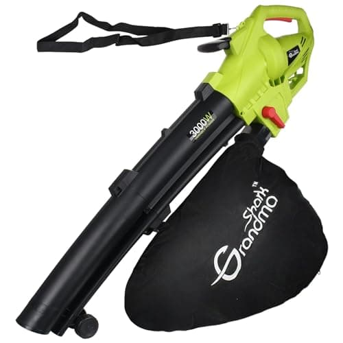 Image of GRANDMA SHARK 3000W 3 in 1 Leaf Blower, Garden Leaves Vacuum Cleaner, Support for Breaking Leaves and Having a Large Collection Bag (Green)
