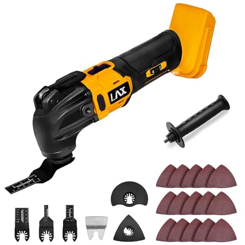 Image of Oscillating Multi Tools for Dewalt 18V Battery, Multi-Use Cutting and Sanding Tool, 4°Oscillation Angle, 6 Variable Speeds, Quick-fit Blade Design with 21pcs Accessories for Cutting, Sanding, Scraping