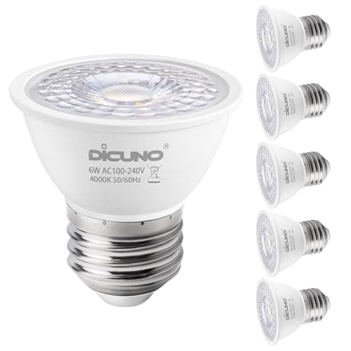 Image of DiCUNO E27 LED Bulb 6W, E27 ES Light Bulbs MR16, Natural White 4000K, 50W Halogen Replacement, 500LM, CRI 90 Reflector Spotlight for Home Lighting, Non-dimmable, 6Pcs