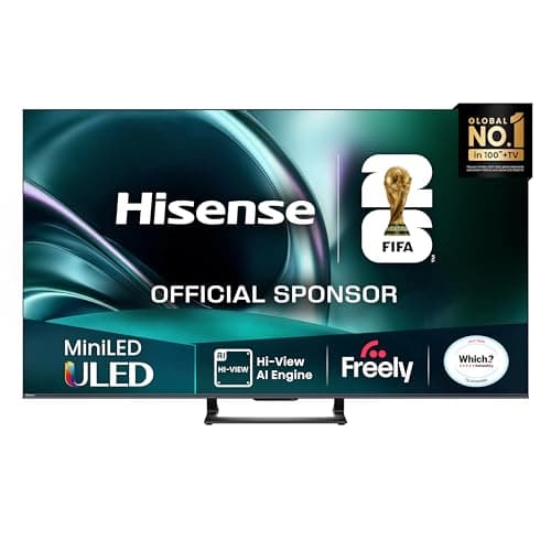Image of Hisense 65" 65U7QTUK MiniLED QLED 144Hz Smart AI TV - Hi-View AI Engine, 144Hz Game Mode PRO, 2.1 Channel, Dolby Atmos, Quantum Dot Colour, Anti-Reflection with Freely, Disney +, YouTube, Netflix