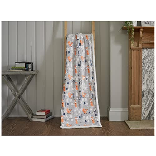 Image of Sherpa Reverse Foxton Multicoloured Ultra Plush Printed Throw - 125cm x 150cm