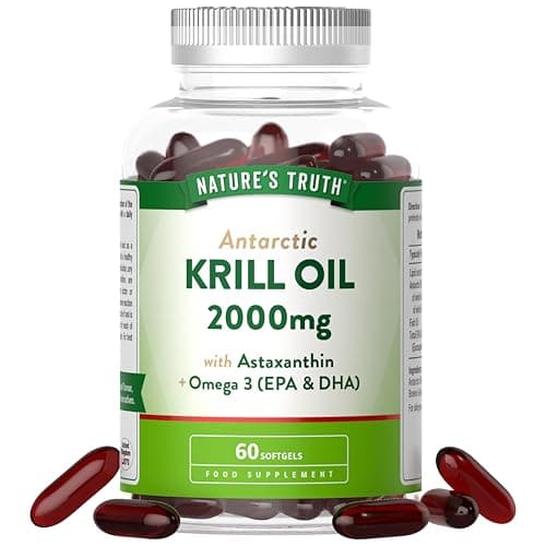 Image of Antarctic Krill Oil 2000mg | High Strength Blend with Omega 3 Fish Oil, Astaxanthin, EPA and DHA | 60 Softgels | Nature's Truth
