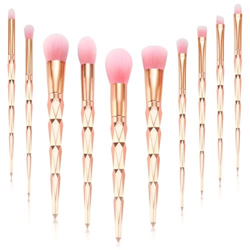 Image of Start Makers Makeup Brushes 10PCS Professional Gold Makeup Brush Set Premium Synthetic Bristles Foundation Powder Concealers Blush Blending Lip Eyeshadow Eyebrow Highlighter Make Up Brush Set