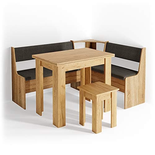 Image of Vicco Corner bench group Roman, Gold power oak/Anthracite, 150 x 120 cm with table