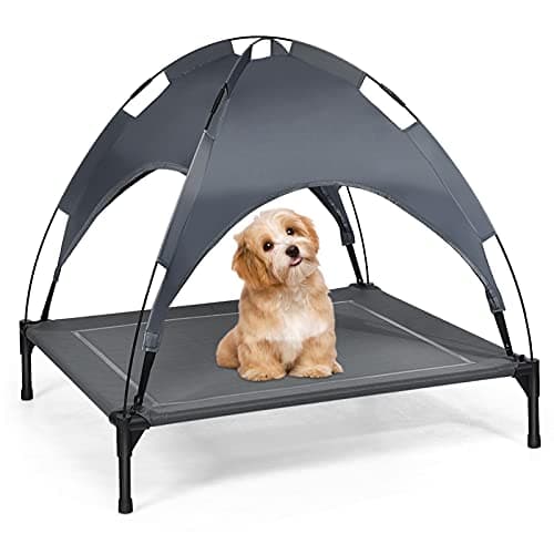 Image of Maxmass Elevated Pet Cot, Cooling Raised Dog Bed with Detachable Canopy and Non-slip Feet, Portable Dogs Cats Bed for Indoor & Outdoor (L)