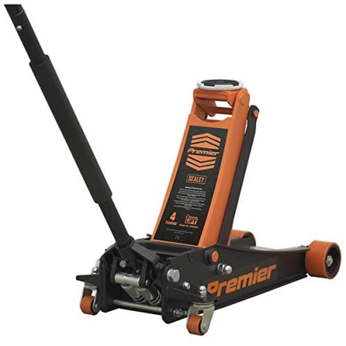 Image of Sealey 4 Tonne Low Profile Trolley Jack, Car Jack, with Rocket Lift - Orange - 4040AO