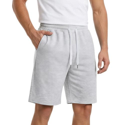 Image of viiotu Men's Casual Shorts with Pockets,Loose-fit Shorts for Men UK,Soft Summer Lounge Drawstring Shorts for Running,Workout,Training,Basketball (UK, Alpha, M, Regular, Regular, Light Grey)