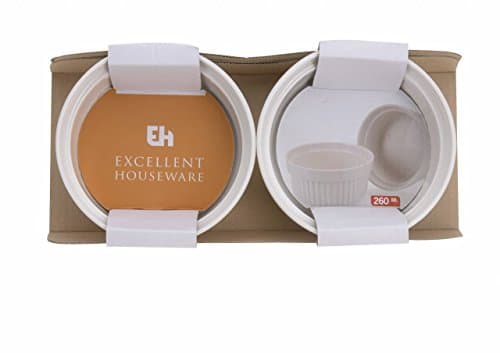 Image of Set of 2 260 ml White Ceramic Porcelain Ramekin Serving Oven Dish Creme Brulee by Excellent Houseware