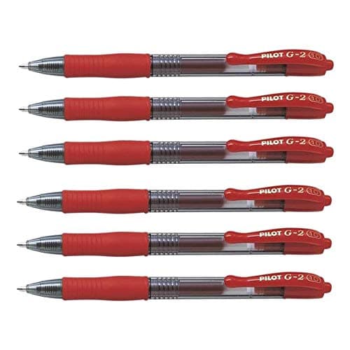 Image of Pilot G2 Gel Ink Rollerball Pens 10 Pens Large Pack of 6 Red