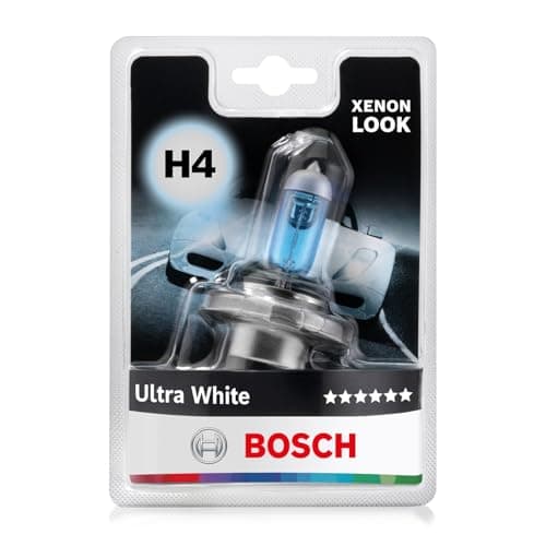 Image of Bosch H4 (472) Ultra White Halogen Headlight Bulb, 12 V 60/55 W, Modern White LED Look - Socket Type P43t - 1 Replacement Car Light Bulb