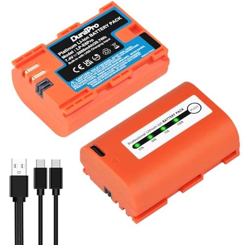 Image of DuraPro 2X 2800mAh USB Output LP-E6 LP-E6N Battery with LED Power Indicator for Canon EOS 5D Mark II/III,5DS,5DS R,6D,7D,60D,60Da,70D,80D,XC10,XC15,Blackmagic 4K/6K Cameras
