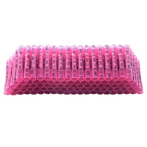 Image of Yosawo 100-Pieces Heat Shrink Butt Connectors,Waterproof Insulated Wire Connectors,Marine Automotive Crimp Terminal Connector,Hot Melt Adhesive Butt Splice DIY Kit 16-22 AWG Red