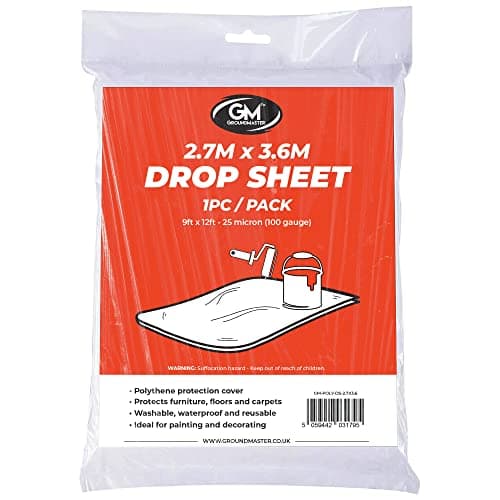 Image of Standard Plastic Drop Dust Sheet - 2.7m x 3.6m Dust Sheets for Decorating - Protective Cover for DIY Painting - Floor Covering for Home Improvement