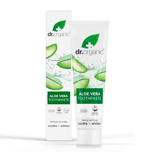 Image of Dr Organic Aloe Vera Toothpaste, Whitening, Natural, Natural, Vegan, Cruelty-Free, Paraben & SLS-Free, Organic, 100ml, Packaging may vary
