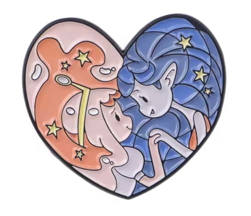 Image of Princess Bubblegum Marceline Come Along With Me Adventure Time Cartoon Animated TV Show Heart Love 1.3" Enamel Pin Badge, 1.3 Inches, Enamel, enamel