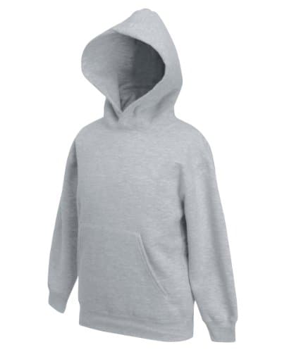 Image of Fruit Of The Loom Kids Childrens Hoodie Hooded Sweatshirt Heather Grey 7-8 Years