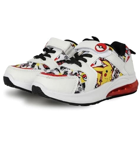 Image of Kids Boys Pokemon Light-Up Trainers Official Licensed Pikachu Shoes with LED - Pokemon 29029 Trainers 9 UK CH White