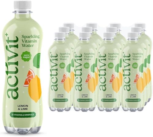 Image of Activit Sparkling Flavoured Vitamin Water Lemon & Lime with B Vitamins B5, B6, B9, B12, Vitamin C, Vitamin D, Zinc & Magnesium Zero Sugar 12x 500ml Bottles