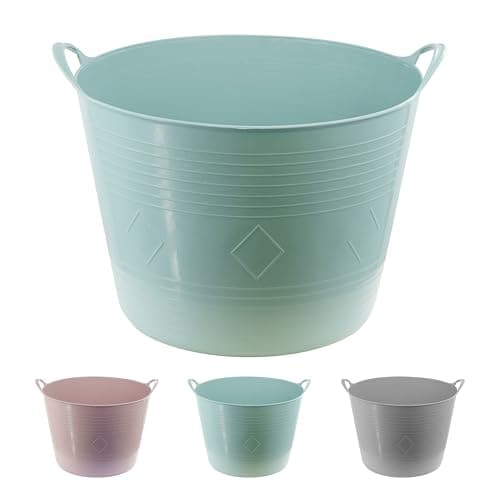 Image of GEEZY 40L Large Flexi Tub with Handles - Heavy Duty, Weather-Resistant Indoor& Outdoor Bucket - Multi-Purpose for Laundry, Toy Storage, Garden Trug, Plastering, Cement Mixing, Car Washing