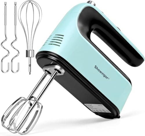 Image of 300W Electric Hand Mixer, 5 Speed Handheld Mixer with 5 Stainless Steel Beaters, Includes Dough Hooks & Whisks for Baking, Mixing, Whisking Eggs & Cream