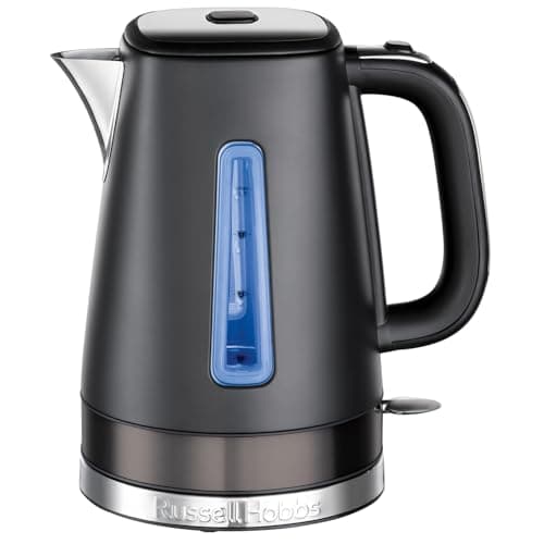 Image of Russell Hobbs Electric Kettle (1.7L, Stainless steel with matte design, Rapid boil, Removable anti-scale filter, Water level indicator, Perfect pour, 3000W) Matte Black 26140