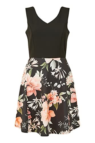 Image of Mela London Mela Black Floral Skater Dress 14 Black