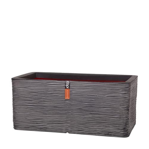 Image of CAPI EUROPE - Planter rectangle Rib NL - 73x39x32 - Anthracite - Opening Ø31 - Pot for indoor and outdoor use - Shatterproof - 100% recyclable - KOFZ963