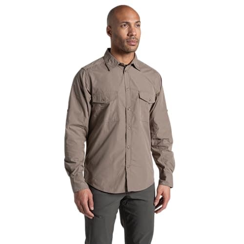 Image of Craghoppers Mens Kiwi II Long Sleeve Hiking Shirt, Pebble, XL EU