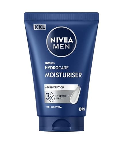 Image of NIVEA MEN Hydrocare Facial Moisturiser XXL (100ml), Men’s Daily Face Cream, Moisturiser for Men with Aloe Vera and Pro-Vitamin B5, for Dry and Sensitive Skin